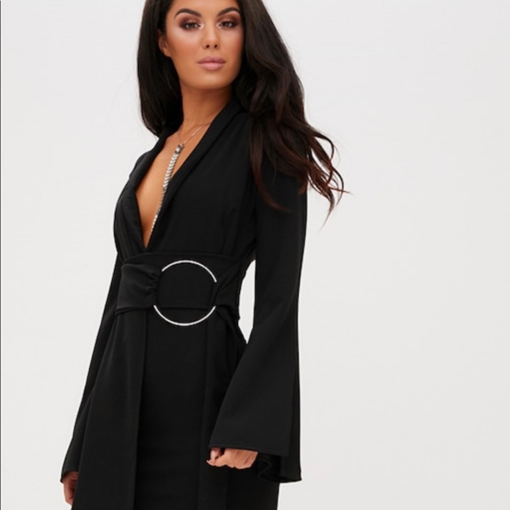 Prettylittlething black blazer dress